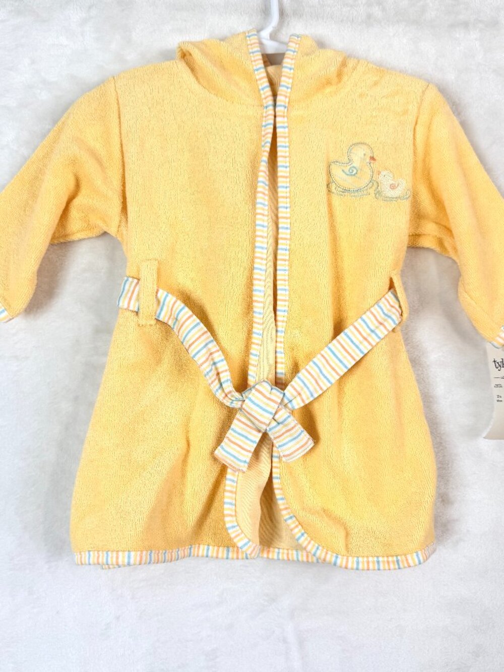 NEW Tykes Carters Terry Towel Duck Hooded Bath Robe One Size 0-9 Months Yellow